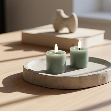 2-pack LED-stompkaarsen in Groen met realistische 3D-vlam