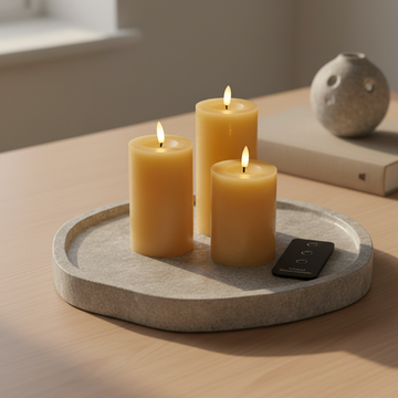 LED-stompkaarsenset met 3 kaarsen & afstandsbediening - Amber