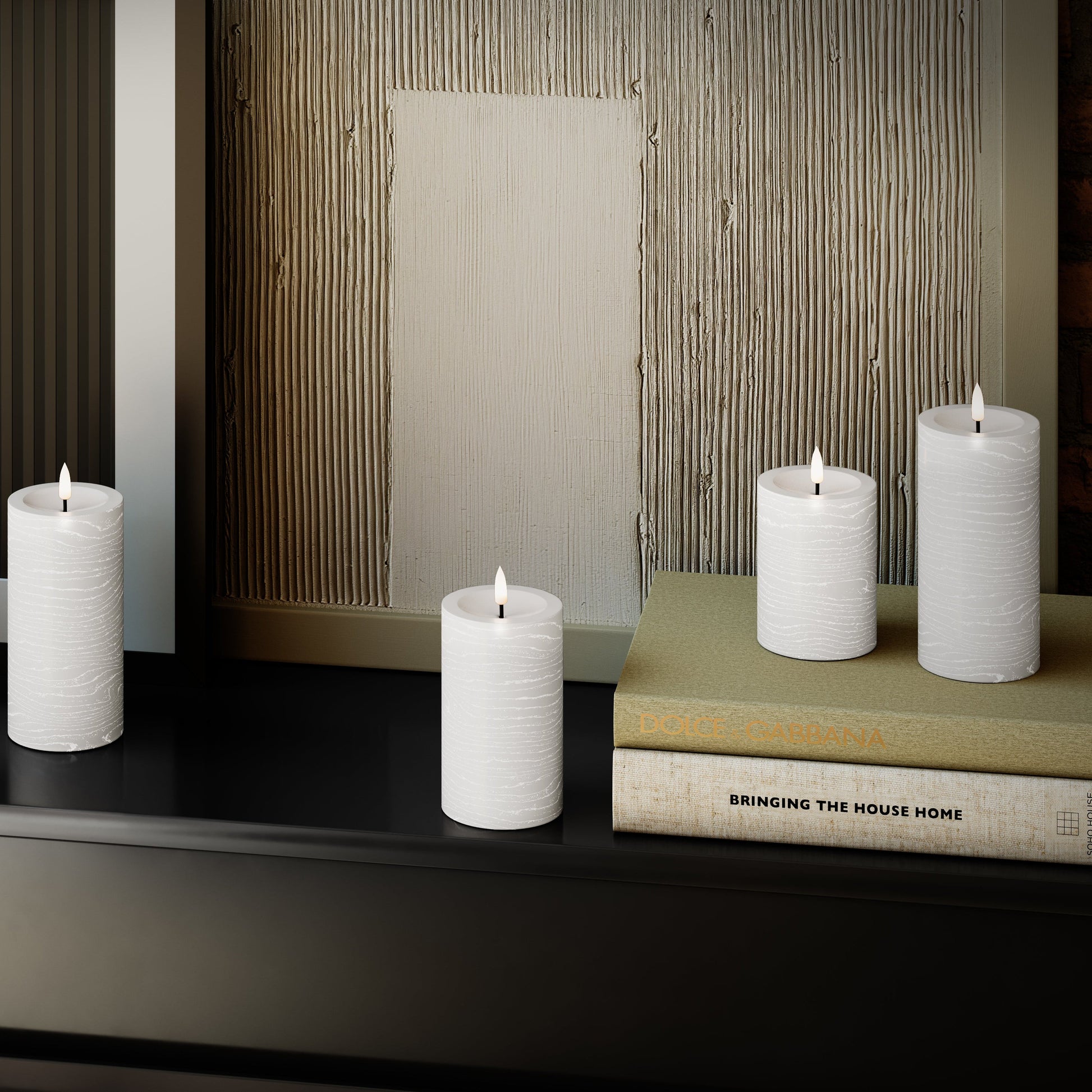 3er-Set LED Stumpenkerzen innen – Weiß mit Fernbedienung & realistischer 3D-Flamme - Nordicflame-de
