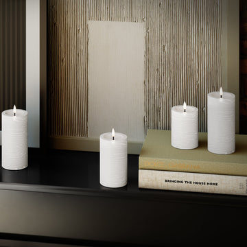 3er-Set LED Stumpenkerzen innen – Weiß mit Fernbedienung & realistischer 3D-Flamme - Nordicflame-de