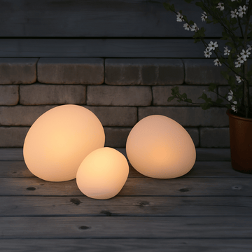 Buiten LED-solar decoratiesteen – Solar – Wit – 3-pack