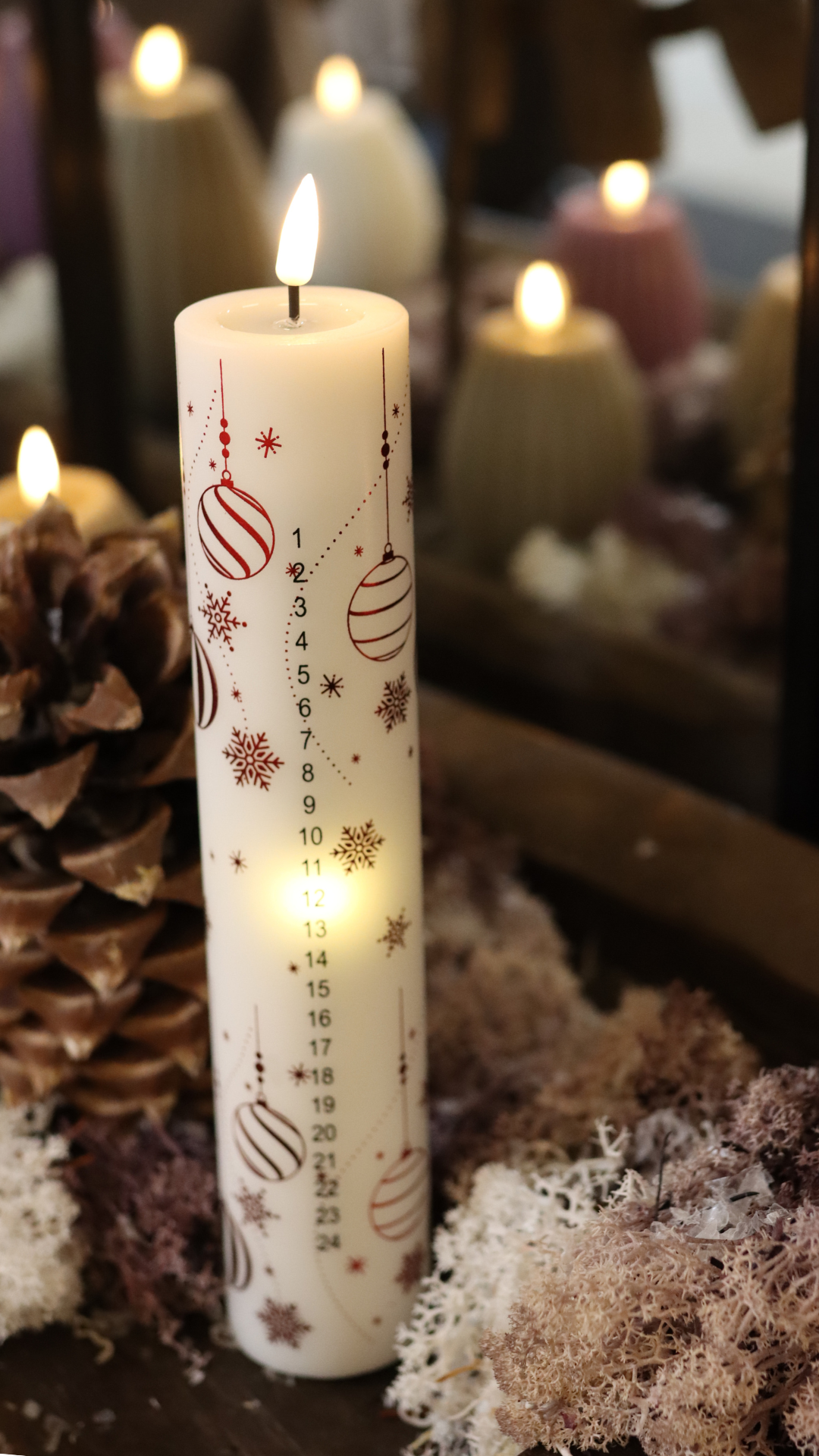LED Kalenderkerze mit Fernbedienung und Batterien | weihnachtsmotiven - Deluxe Homeart - Nordicflame-de
