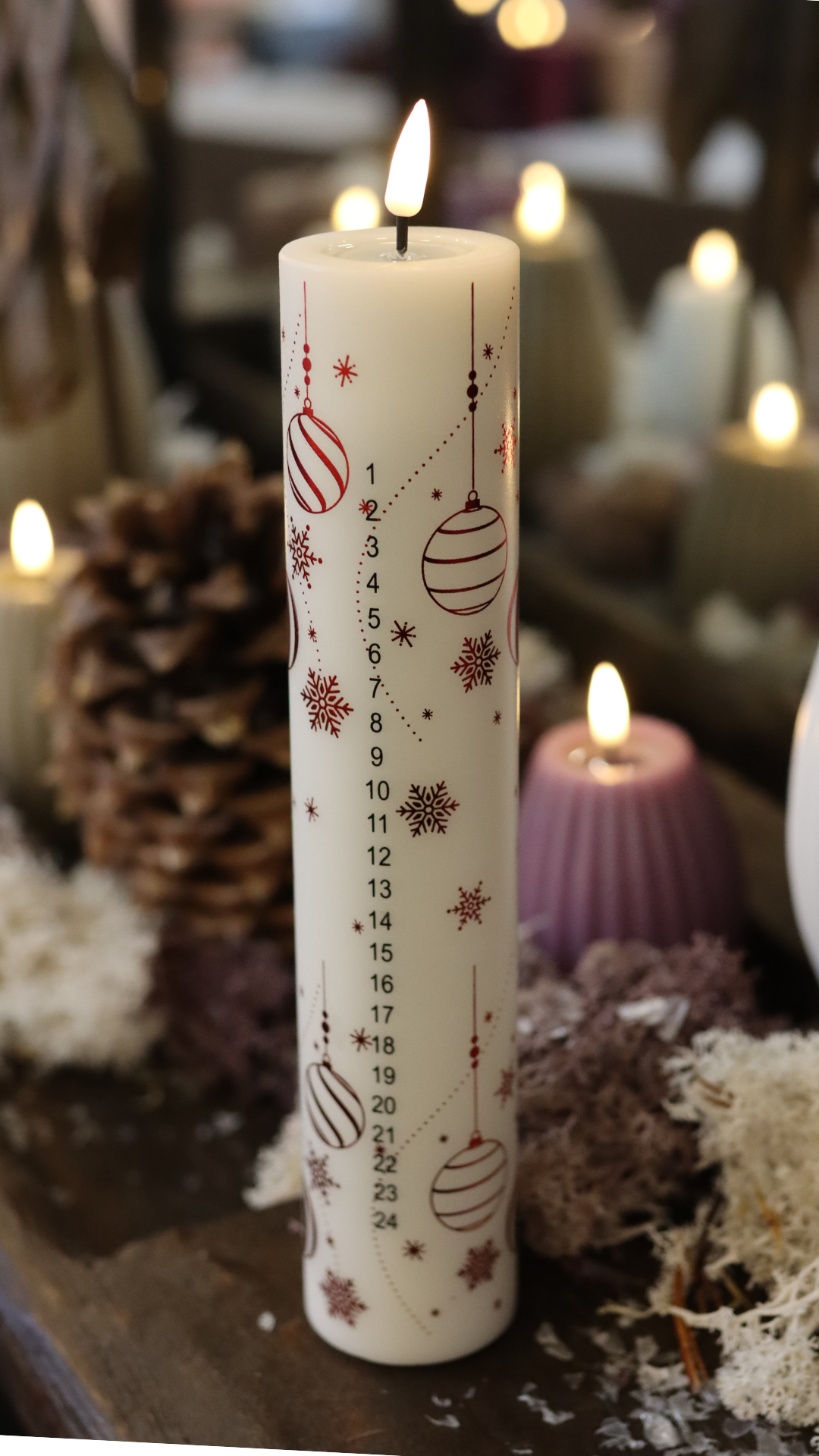 LED Kalenderkerze mit Fernbedienung und Batterien | weihnachtsmotiven - Deluxe Homeart - Nordicflame-de