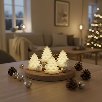 Deluxe Homeart Weiße LED Tannenbäume– 4er-Set Weihnachtsbeleuchtung (H 7 cm)