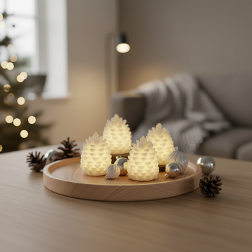 Deluxe Homeart LED Tannenzapfen – 4er-Set Weiß, batteriebetrieben (H 7,5 cm)