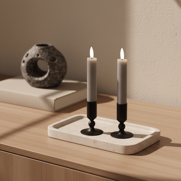 Grijs LED-staafkaarsen 2 stuks D2,2 x 11 cm 3D-vlam