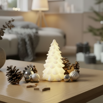 LED Weihnachtsbaum H 16 cm – Stearin – Weiß – Deluxe Homeart