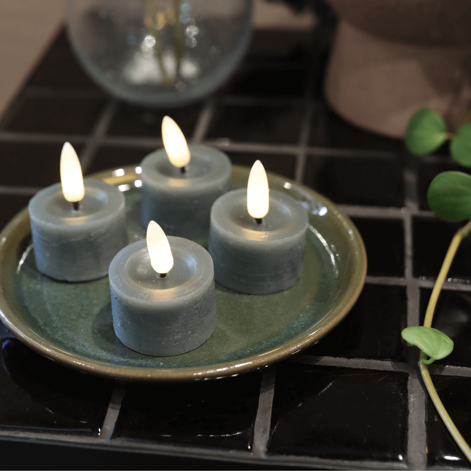 LED Teelichter aus Wachs – 4er-Pack Grün - Nordicflame-de
