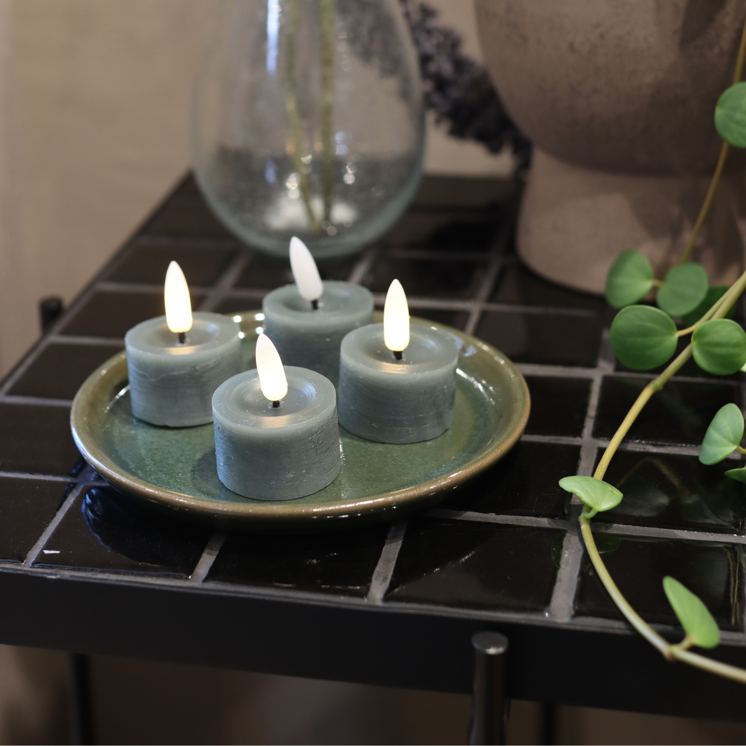 LED Teelichter aus Wachs – 4er-Pack Grün - Nordicflame-de