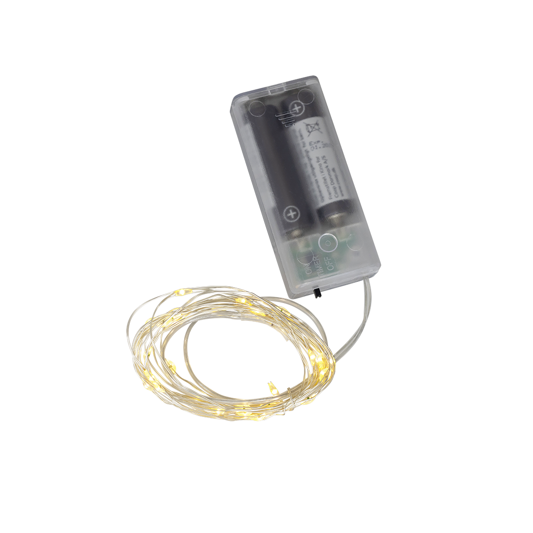 Lichterkette mit 30 LEDs und Timer – 290 cm, warmweiß, für Innen- und Außenbereich - Nordicflame-de