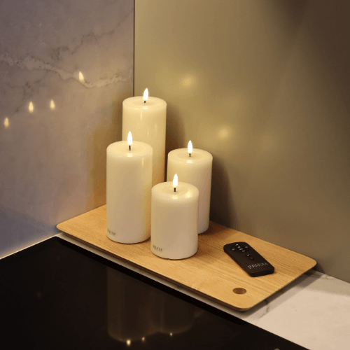 LED-Bloklys pakke m/4 størrelser | Cream - LED-Bloklys pakke m/4 størrelser | Cream - undefined - nordicflamedk