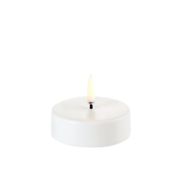 Uyuni LED-theelicht Maxi, Nordic White Wax, Effen, Ø6,1 x H2,2 cm